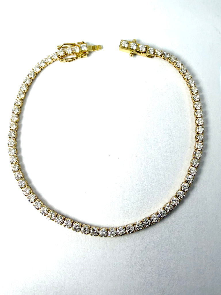 18CT YELLOW GOLD TENNIS BRACELET 3.43CT