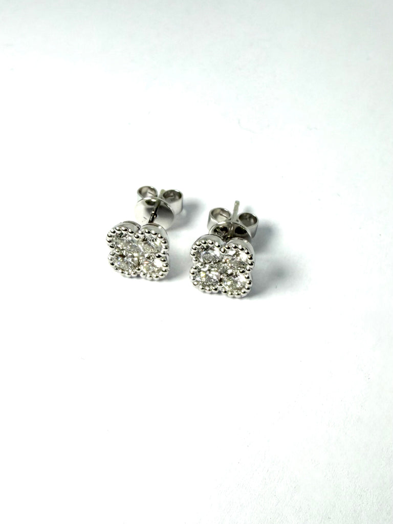 18CT 1.23CT DIAMOND CLOVER STUD EARRINGS