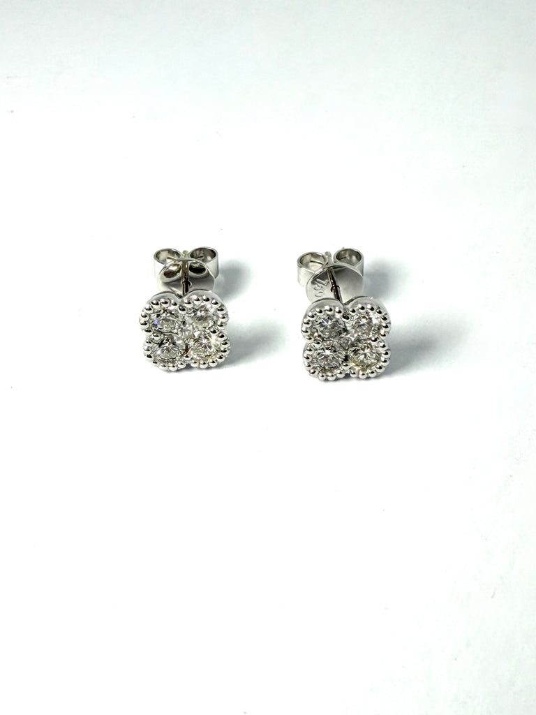 18CT 1.23CT DIAMOND CLOVER STUD EARRINGS