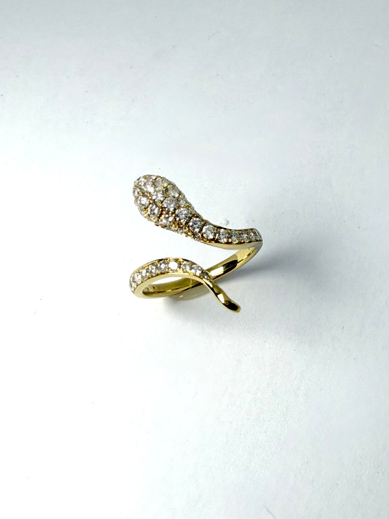 18CT 93PT DIAMOND SNAKE RING YELLOW GOLD