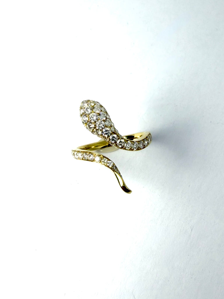 18CT 93PT DIAMOND SNAKE RING YELLOW GOLD