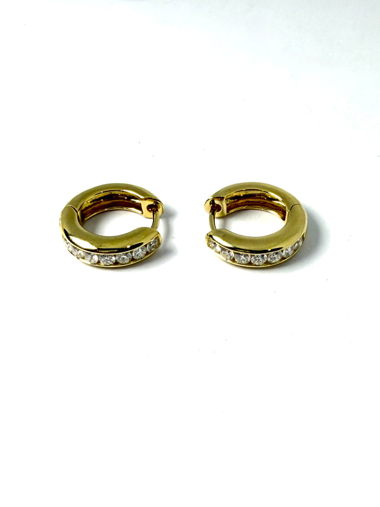18K YELLOW GOLD 70PT DIAMOND HOOPS