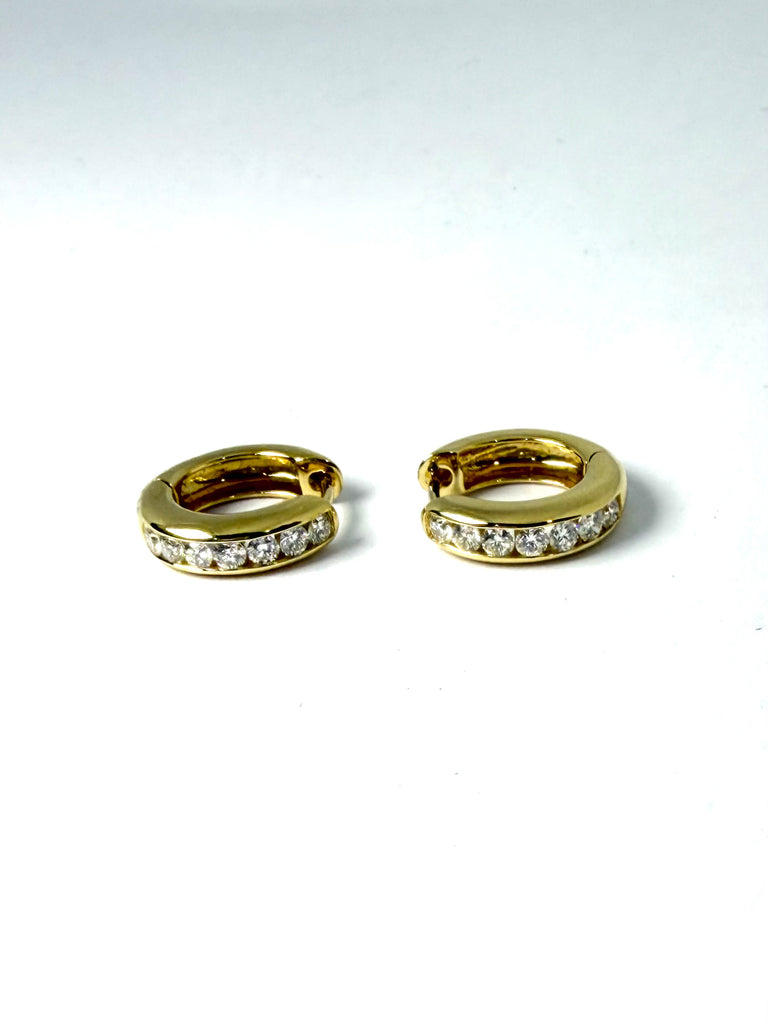 18K YELLOW GOLD 70PT DIAMOND HOOPS