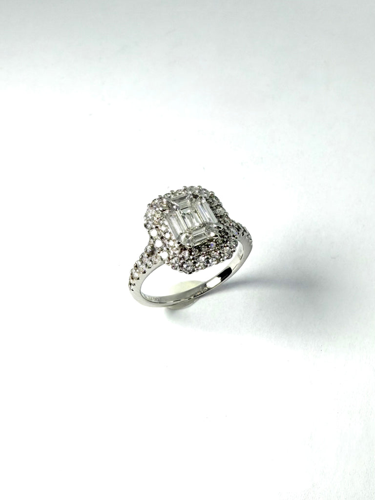 18CT 1.33CT VARIED CUT CLUSTER RING IN WHITE GOLD