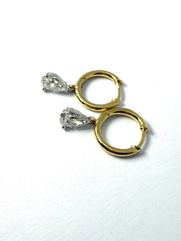 18CT GOLD 2.09CT PEAR SHAPE LAB DIAMOND DROPPERS