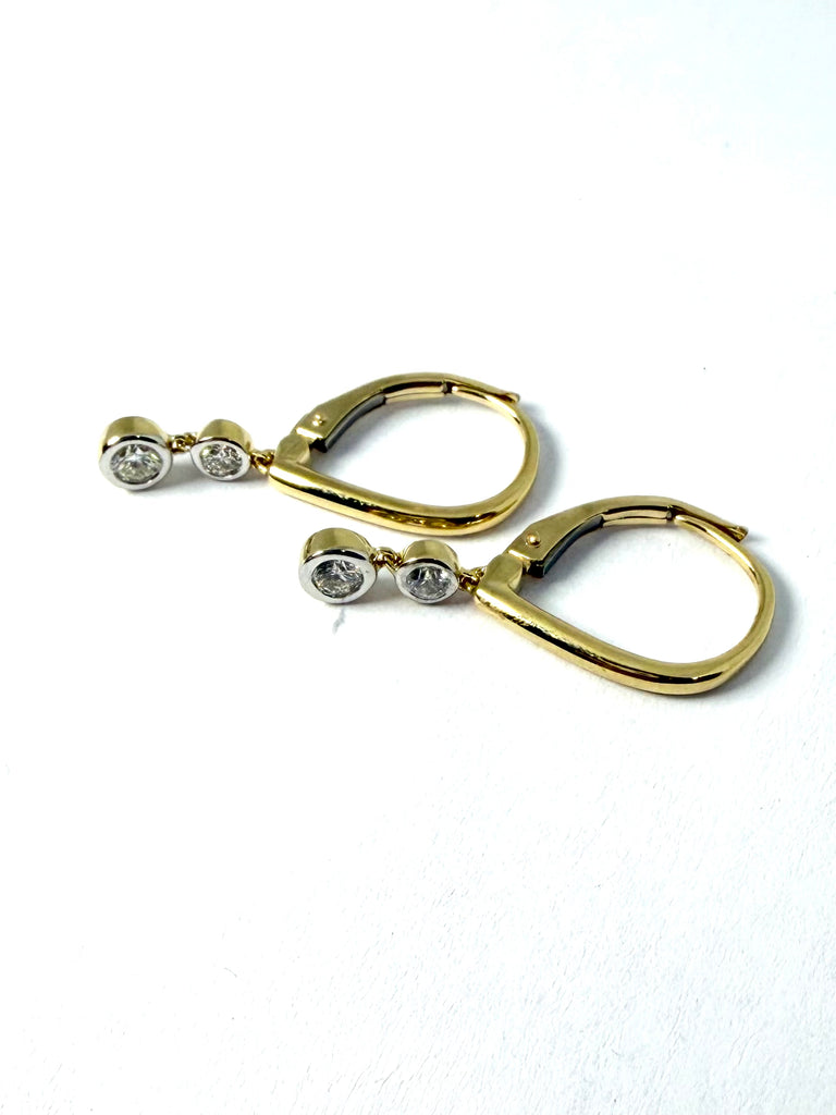 18CT YELLOW GOLD DIAMOND DROP EARRINGS