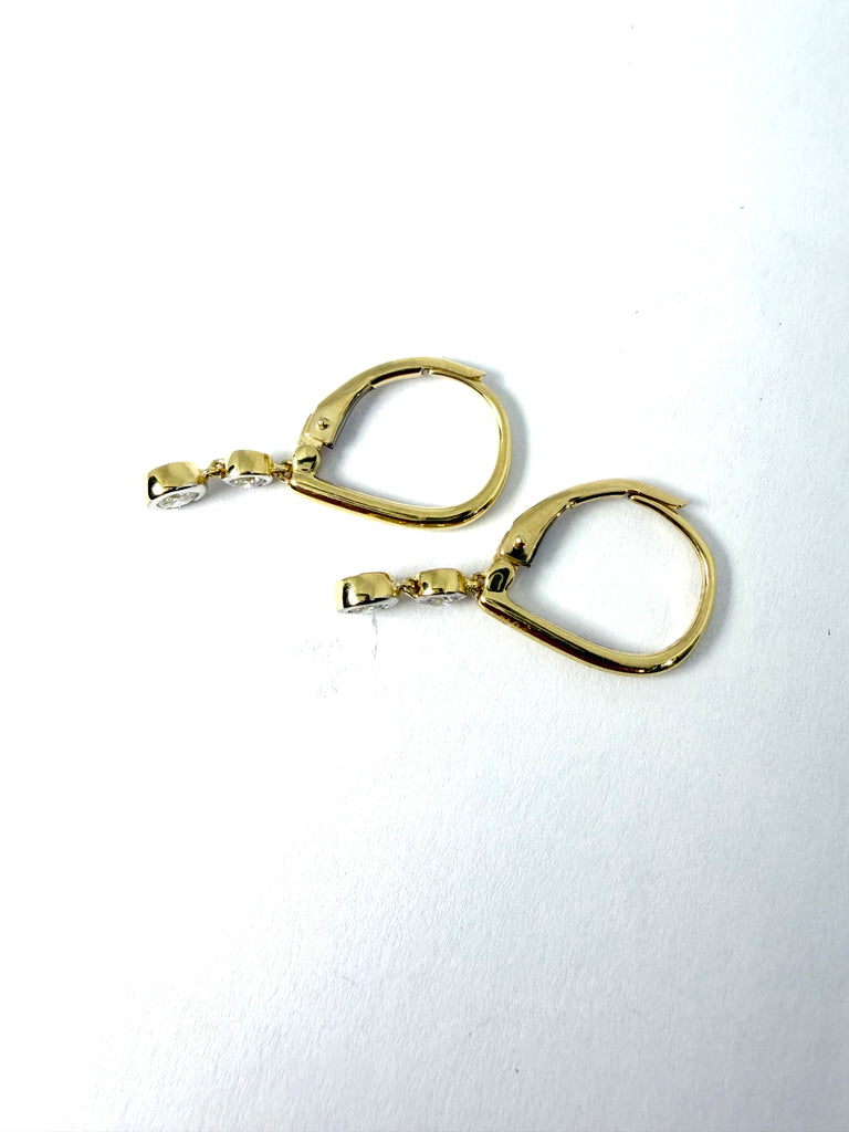 18CT YELLOW GOLD DIAMOND DROP EARRINGS