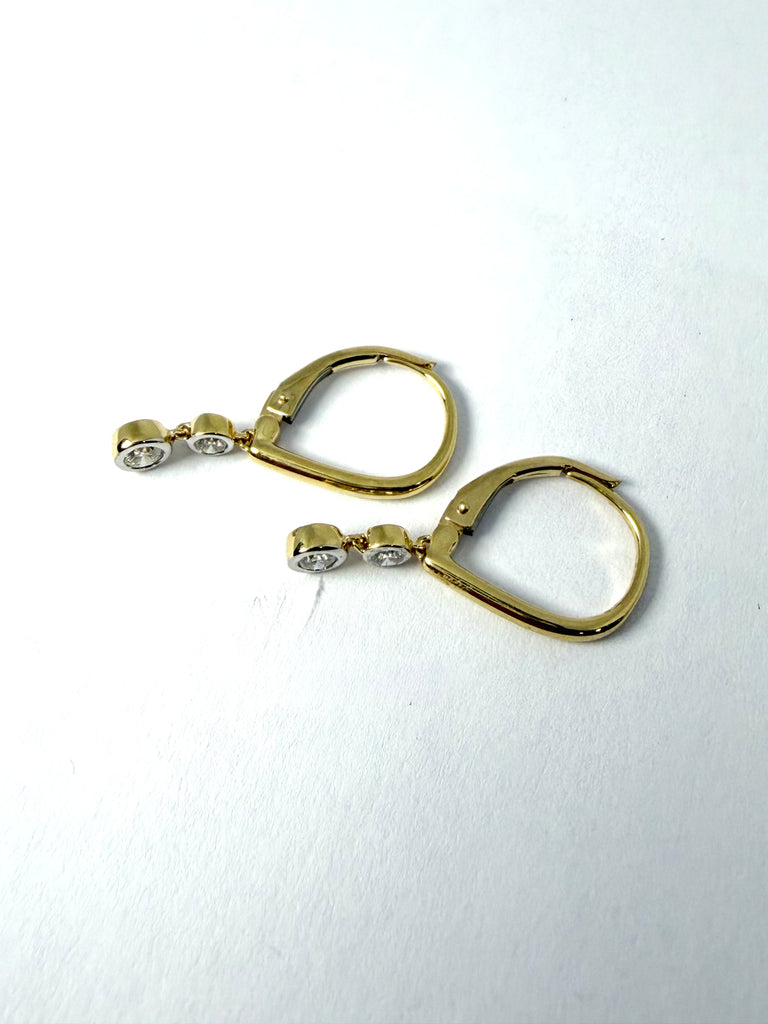 18CT YELLOW GOLD DIAMOND DROP EARRINGS