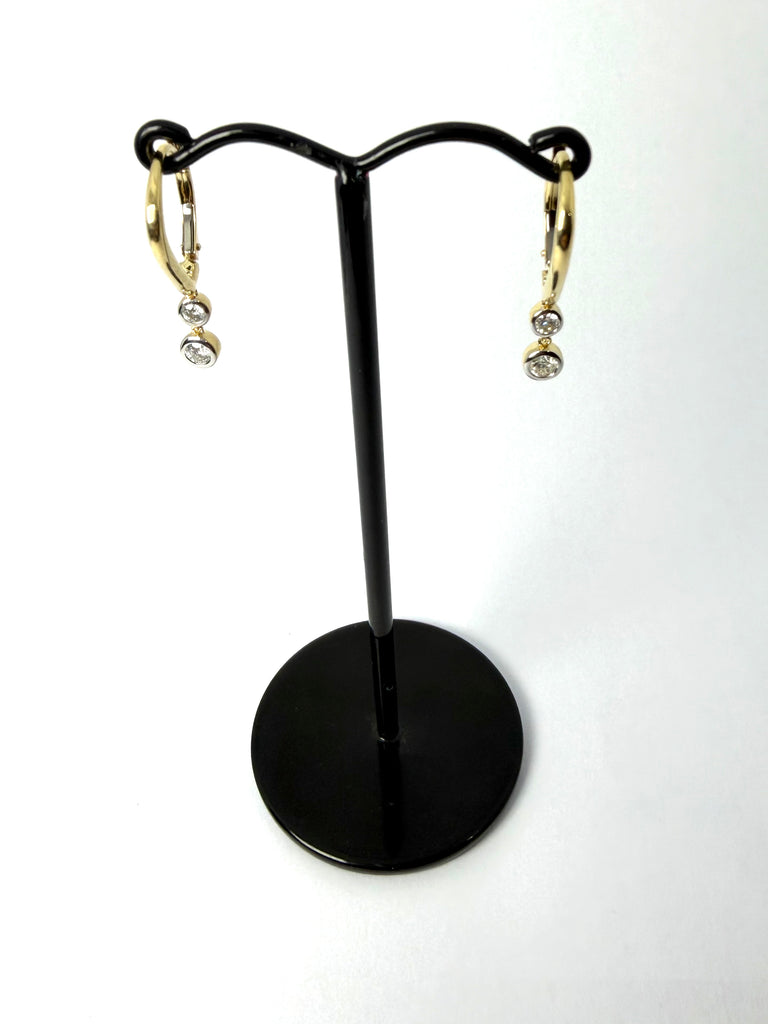 18CT YELLOW GOLD DIAMOND DROP EARRINGS