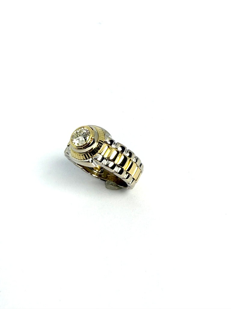 18CT BI-METAL ROLEX STYLE DIAMOND RING