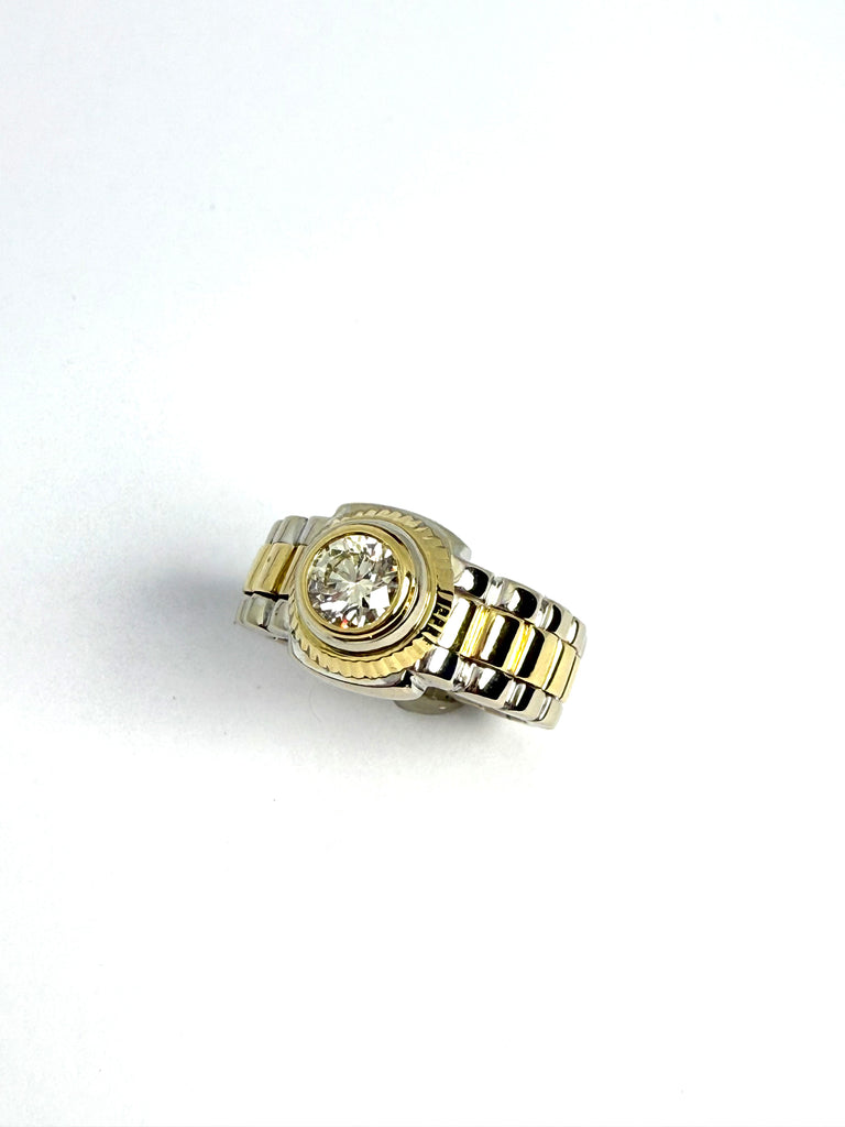 18CT BI-METAL ROLEX STYLE DIAMOND RING