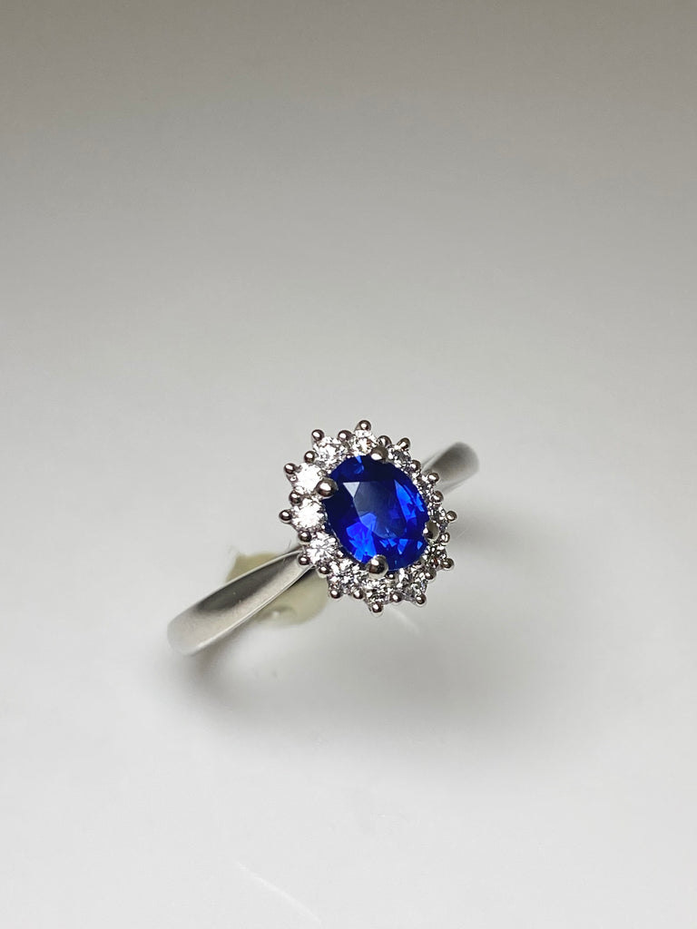 PLATINUM 77PT SAPPHIRE AND 26PT DIAMOND RING