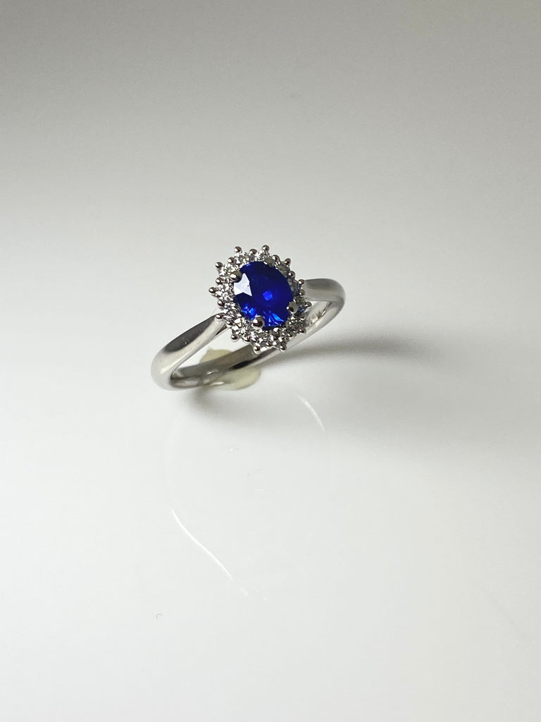 PLATINUM 77PT SAPPHIRE AND 26PT DIAMOND RING