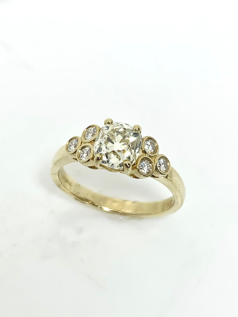 OLD CUSHION CUT 1.36CT DIAMOND RING