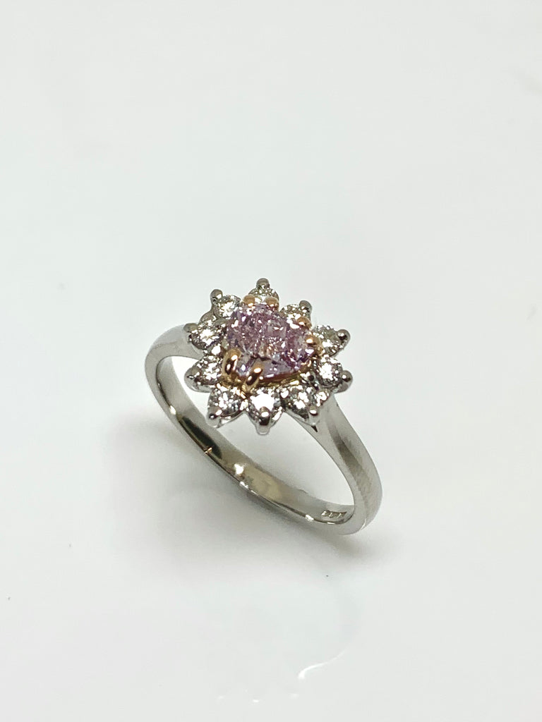 PLATINUM NATURAL PINK DIAMOND 77PT HEART RING