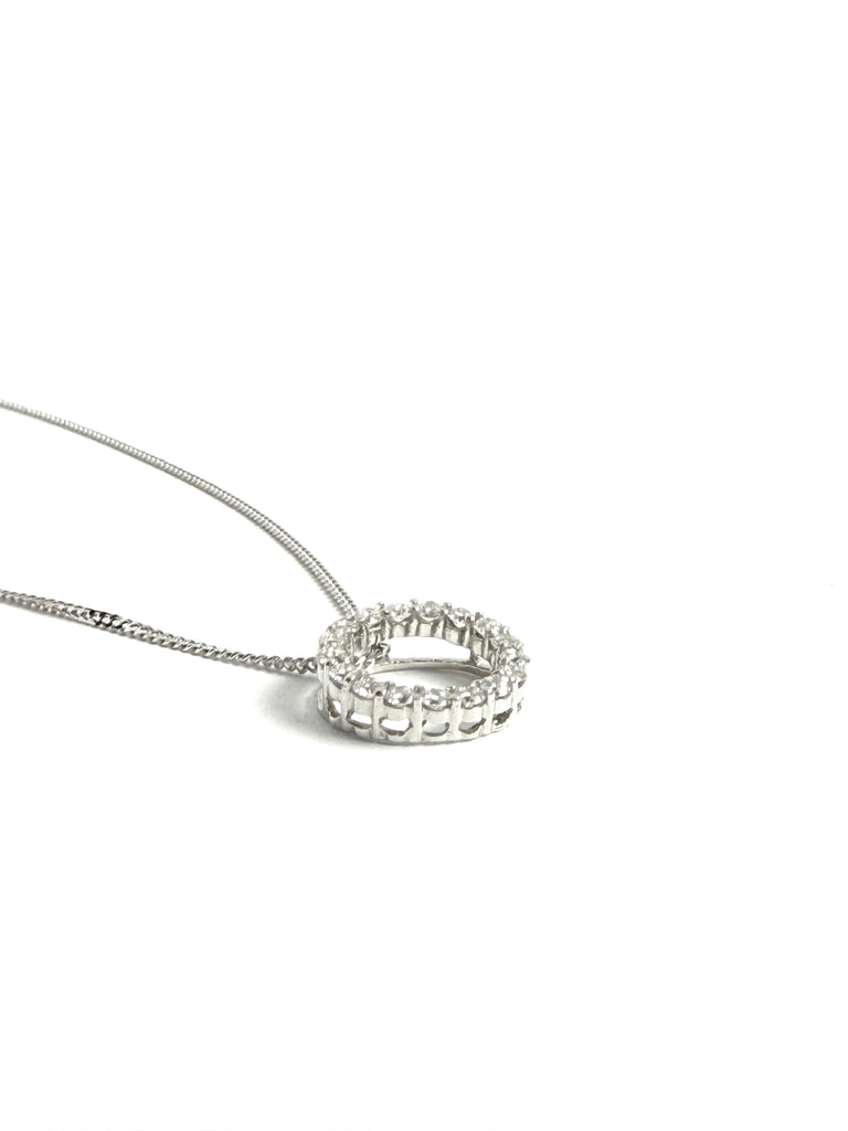 18CT WHITE GOLD 33PT DIAMOND CIRCLE PENDANT