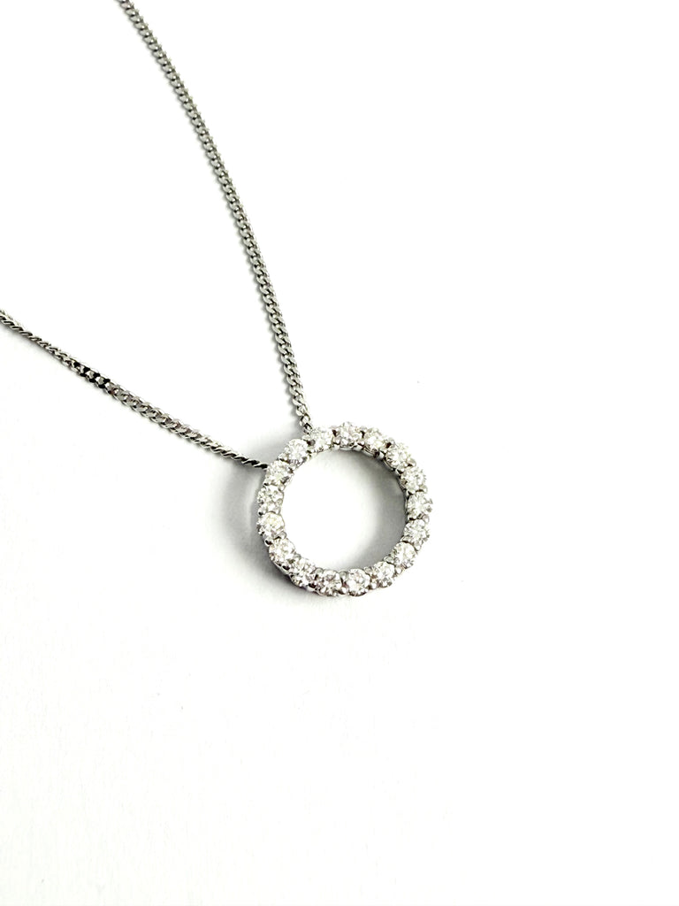 18CT WHITE GOLD 33PT DIAMOND CIRCLE PENDANT