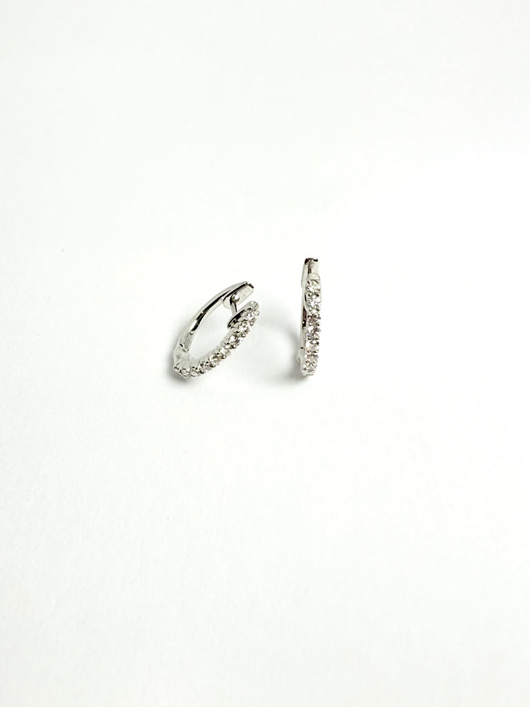 18CT WHITE GOLD 44PT DIAMOND SMALL HOOPS