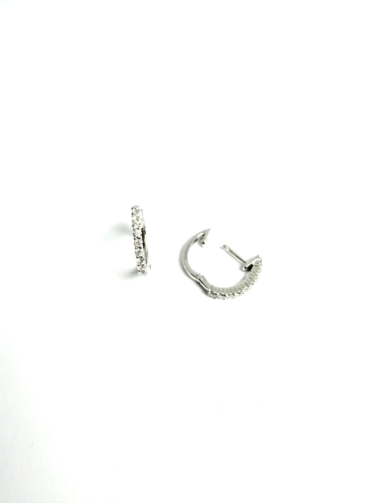 18CT WHITE GOLD 44PT DIAMOND SMALL HOOPS