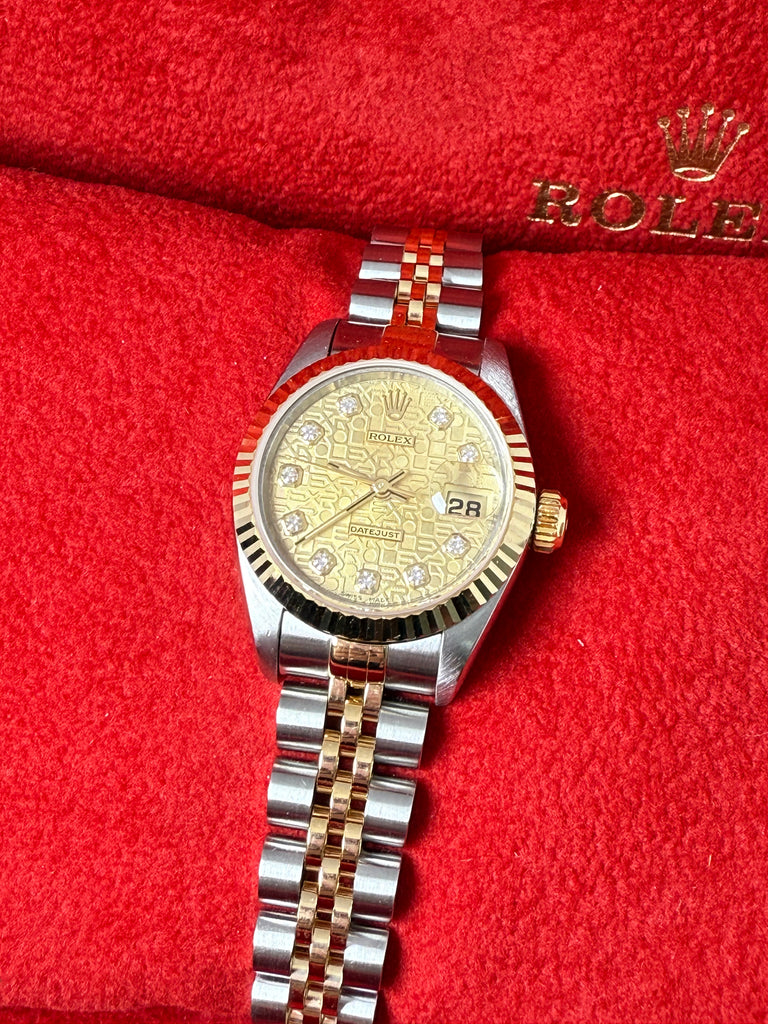 LADIES BI-METAL ROLEX 69173 ORIGINAL JUBILEE DIAMOND DOT DIAL