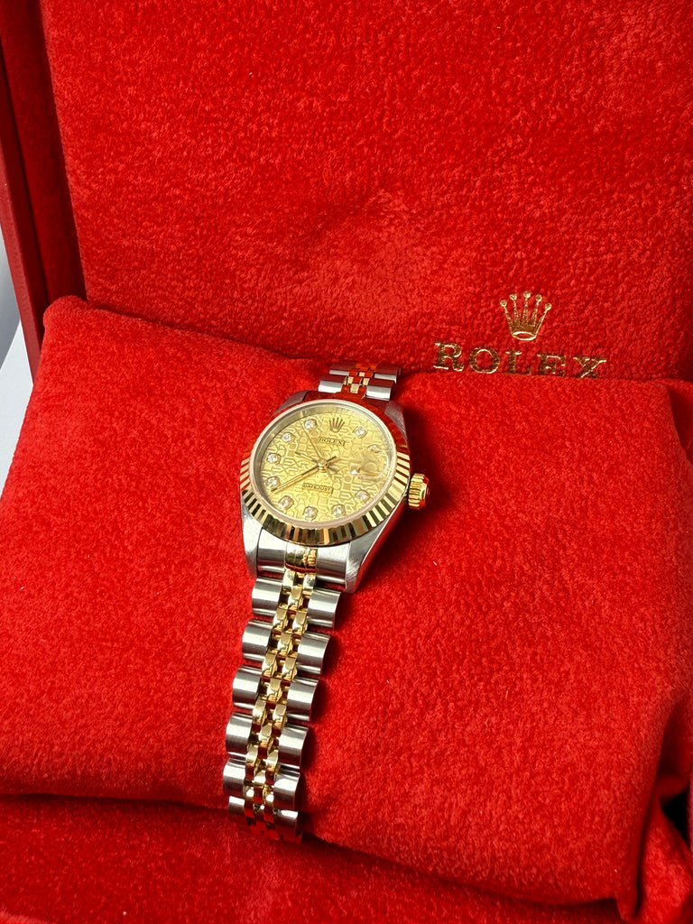 LADIES BI-METAL ROLEX 69173 ORIGINAL JUBILEE DIAMOND DOT DIAL