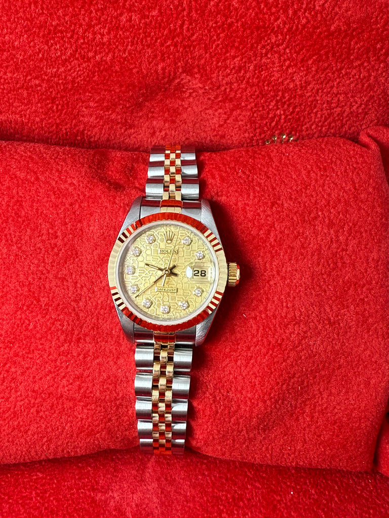 LADIES BI-METAL ROLEX 69173 ORIGINAL JUBILEE DIAMOND DOT DIAL