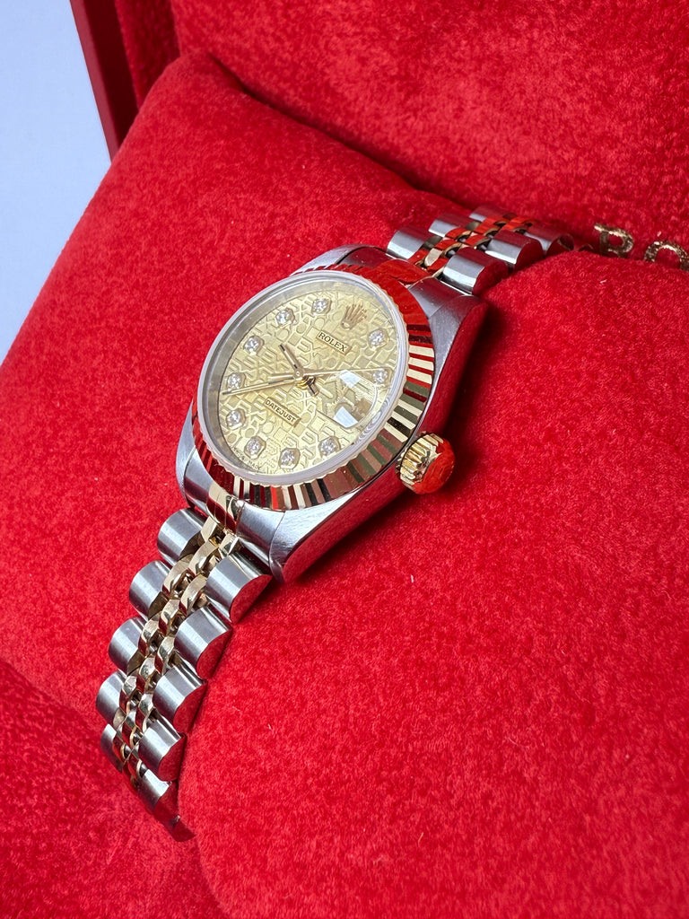 LADIES BI-METAL ROLEX 69173 ORIGINAL JUBILEE DIAMOND DOT DIAL