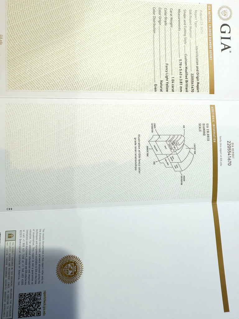 18CT 1.04CT FANCY YELLOW DIAMOND RING