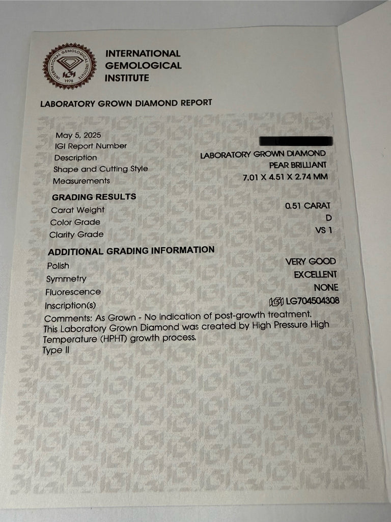 18CT 1.02CT LAB GROWN PEAR DIAMOND DROPPERS