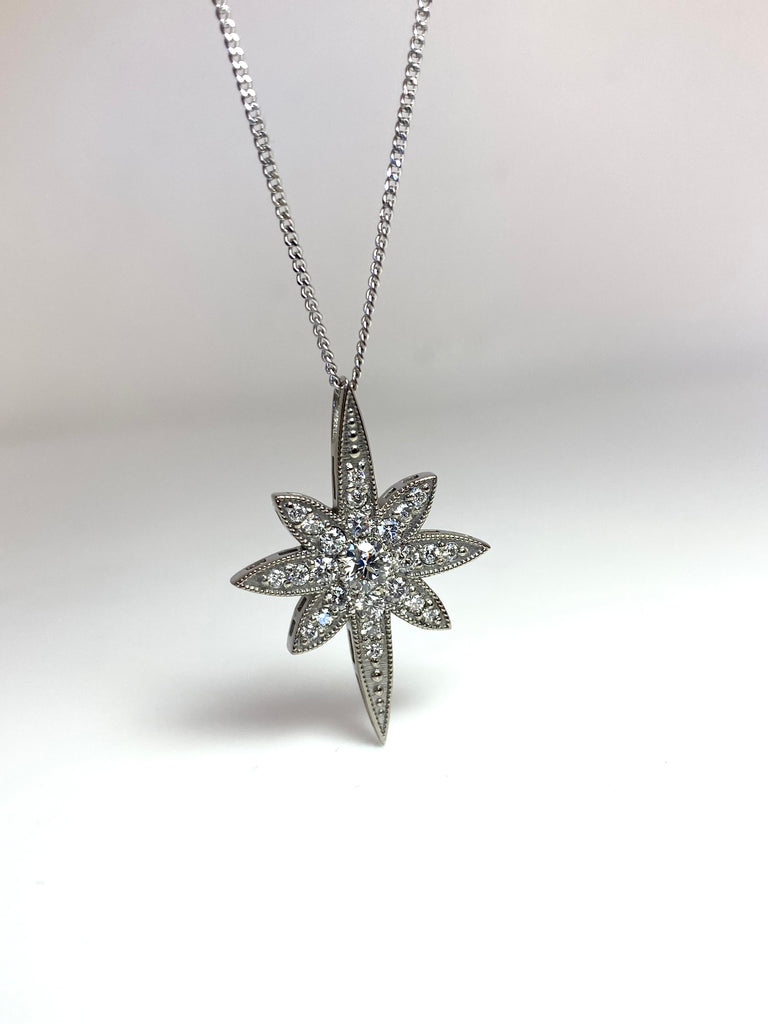 18CT WHITE GOLD 75PT DIAMOND STAR PENDANT