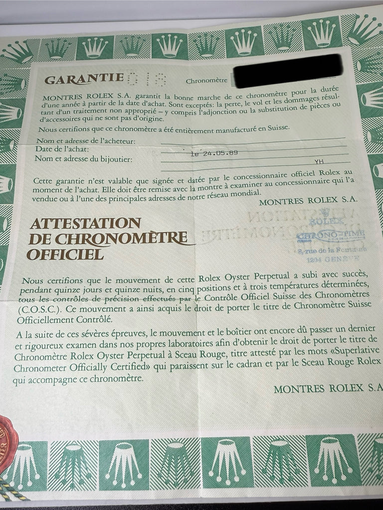 36MM ROLEX OYSTER PERPETUAL DATEJUST 1989