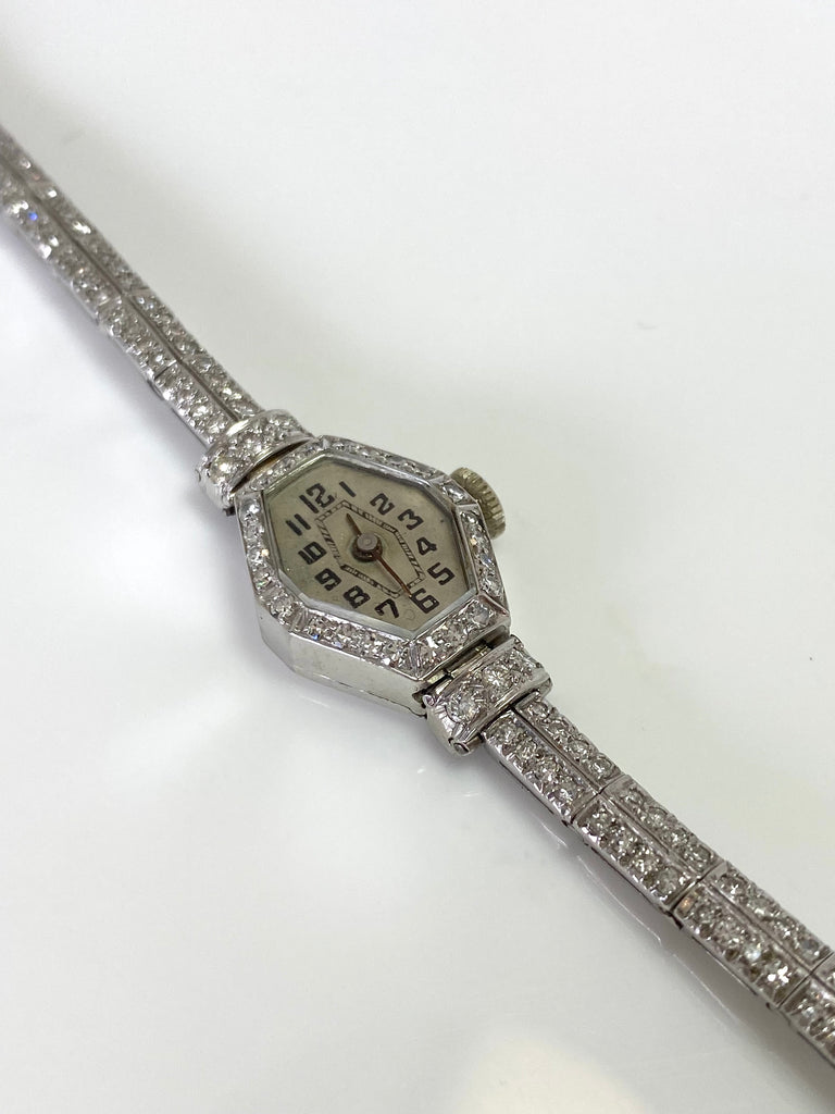 ORIGINAL ART DECO DIAMOND SET MECHANICAL WATCH