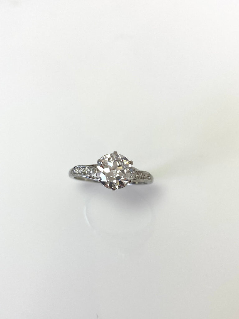 1.65CT OLD EUROPEAN CUT DIAMOND SOLITAIRE RING WITH DIAMOND SHOULDERS