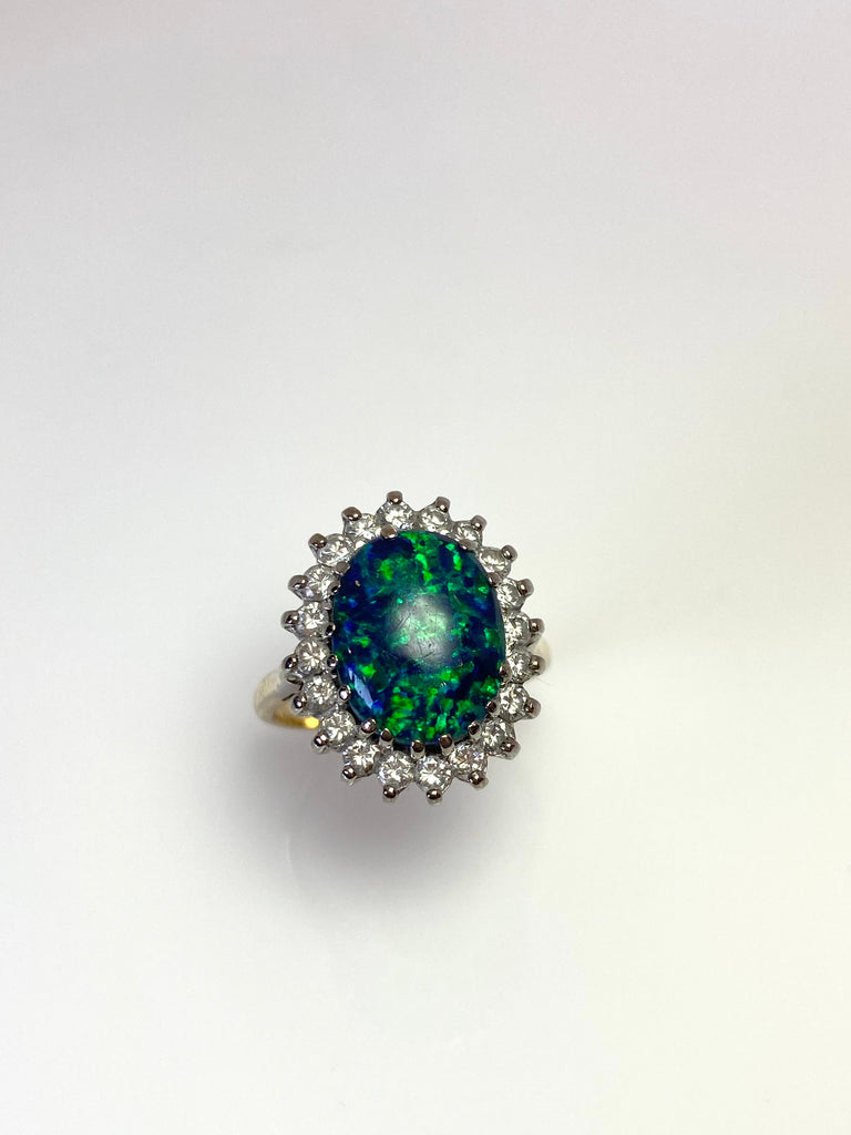 18CT OPAL DOUBLET CLUSTER RING