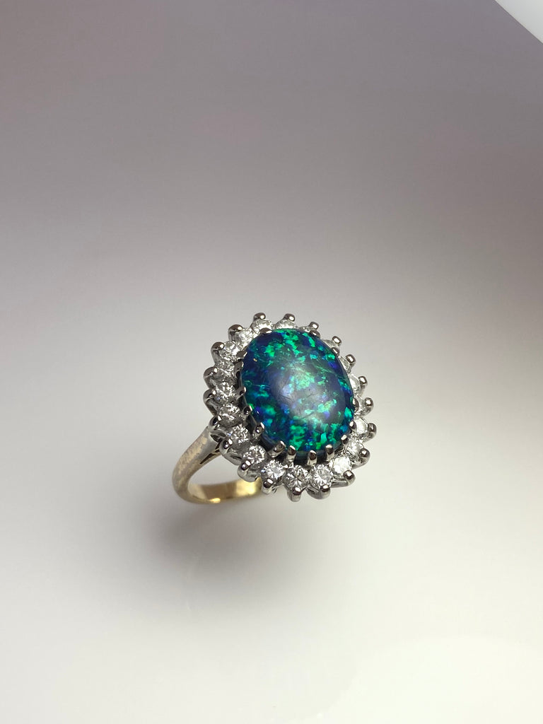 18CT OPAL DOUBLET CLUSTER RING