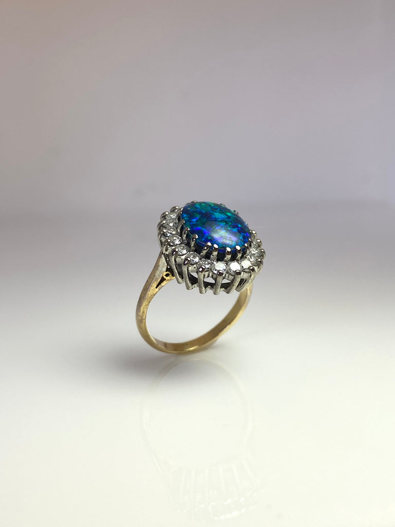 18CT OPAL DOUBLET CLUSTER RING