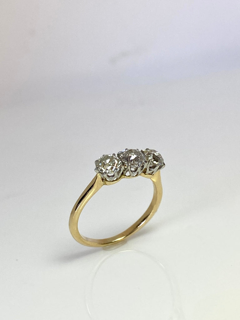 18CT OLD EUROPEAN CUT 1.00CT DIAMOND TRILOGY RING