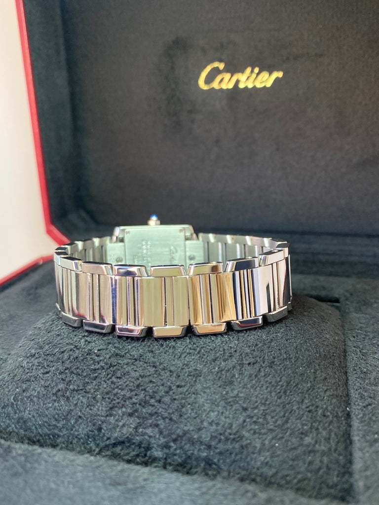 LADIES SMALL CARTIER TANK FRANCAISE WITH DIAMOND BEZEL