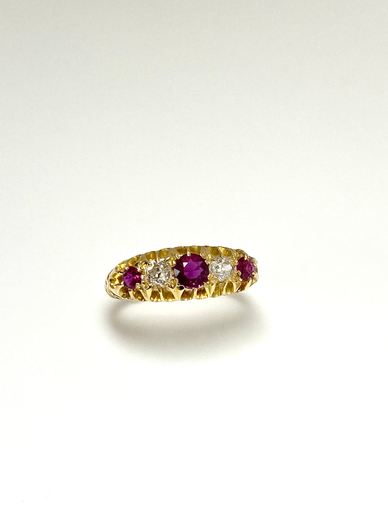 18CT 50PT RUBY AND 30PT OLD CUT DIAMOND RING
