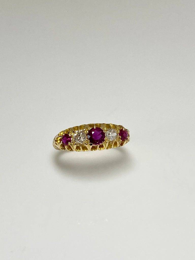 18CT 50PT RUBY AND 30PT OLD CUT DIAMOND RING