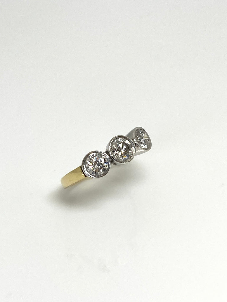 3 STONE RUB OVER 1.50CT ROUND BRILLIANT CUT DIAMOND RING