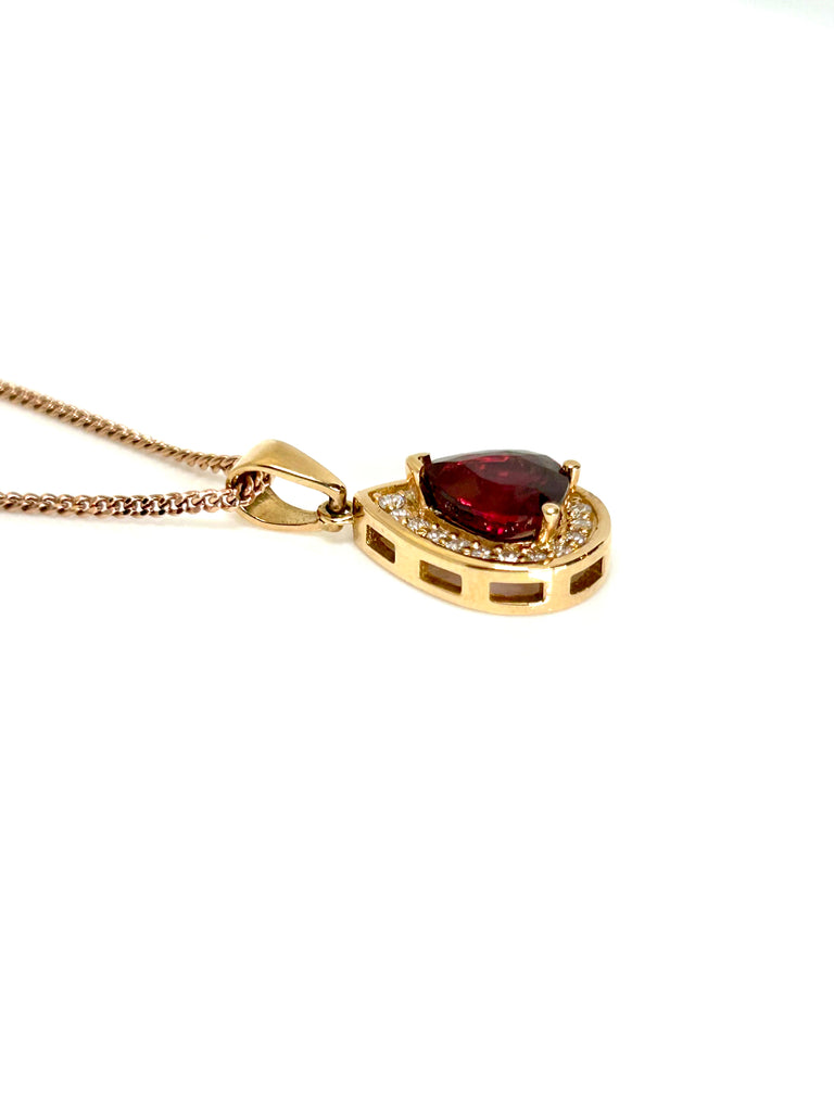 1.98CT PIGEON BLOOD RED CERTIFIED NATURAL RUBY AND DIAMOND PENDANT
