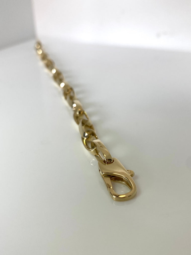 9CT GOLD HAND MADE OVAL LINKED BRACELET