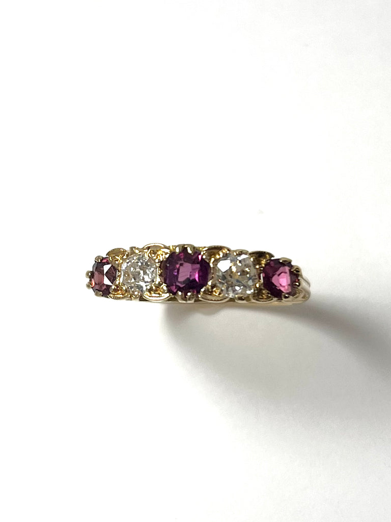 18CT VICTORIAN DIAMOND AND RUBY RING