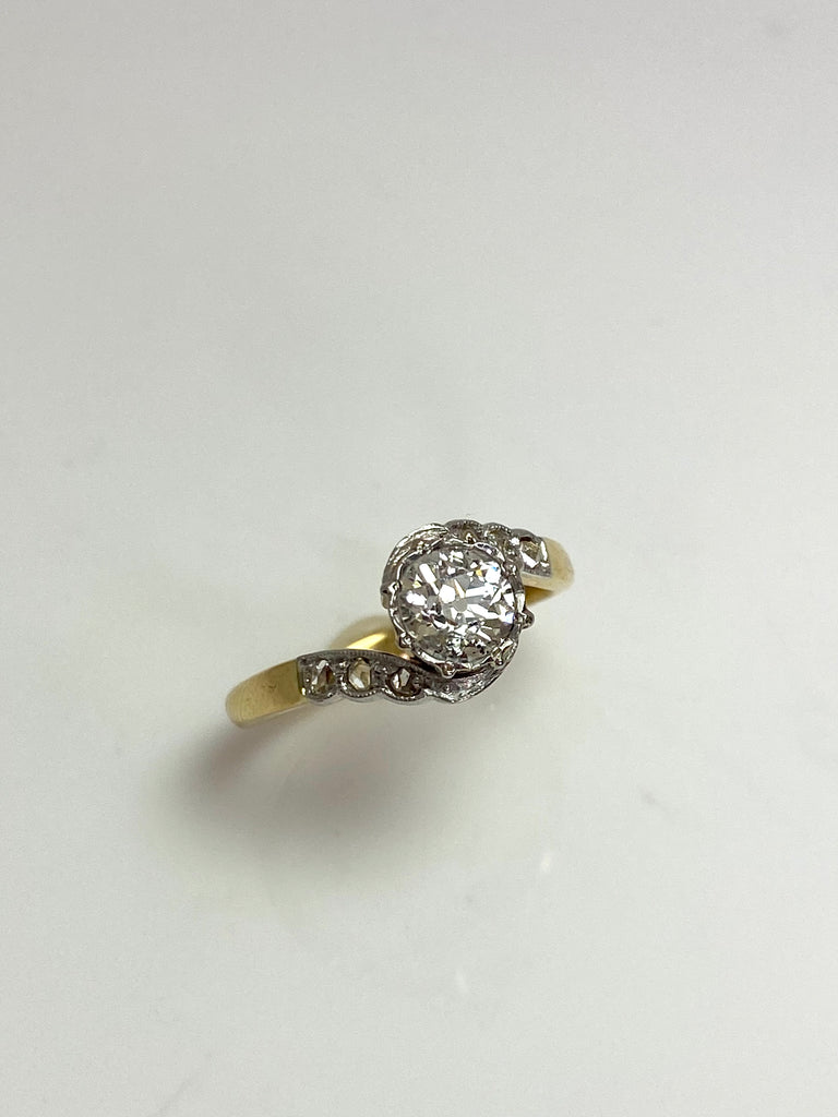 18CT 60PT TWIST OLD CUT DIAMOND RING