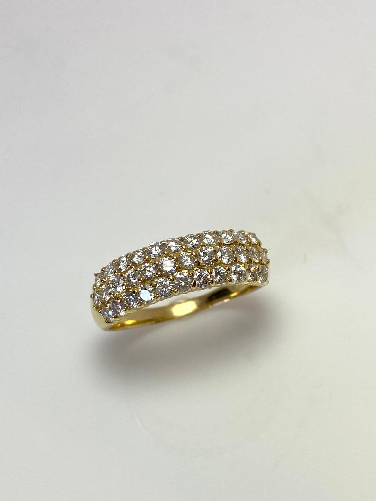 18CT 1.05CT 3 ROW DIAMOND BOMBE BAND