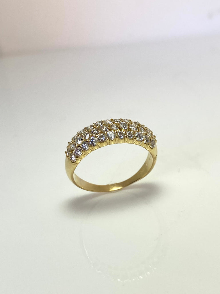 18CT 1.05CT 3 ROW DIAMOND BOMBE BAND