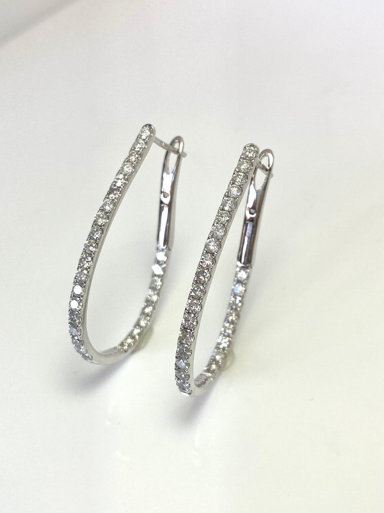 14CT WHITE GOLD OVAL 2CT DIAMOND HOOPS