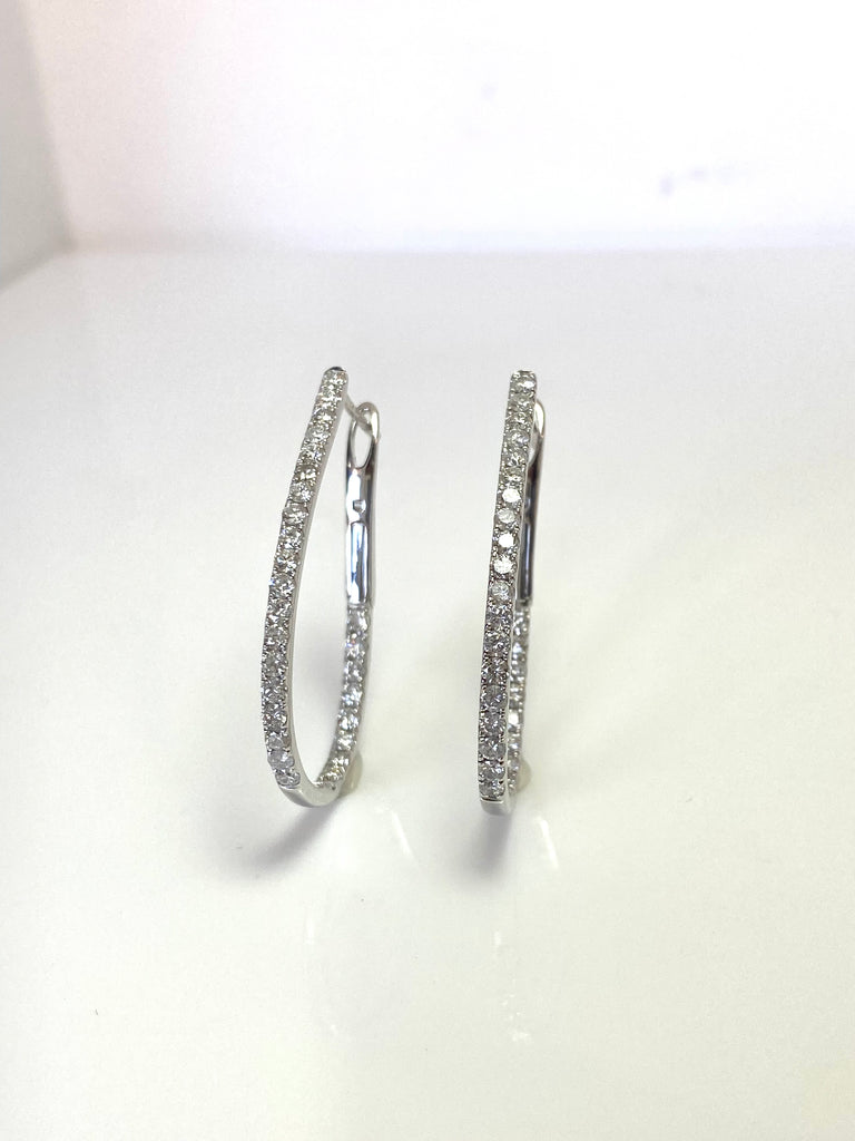 14CT WHITE GOLD OVAL 2CT DIAMOND HOOPS