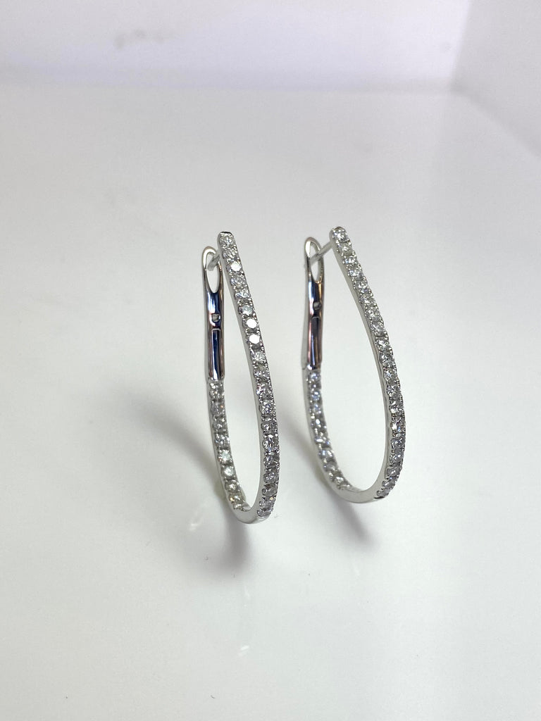 14CT WHITE GOLD OVAL 2CT DIAMOND HOOPS